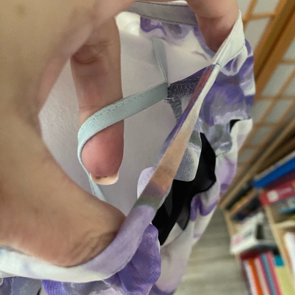 Jennifer Lopez Small Top Blouse Shirt Purple Floral Sheer Overlay & Tank 2 Piece - Picture 8 of 8